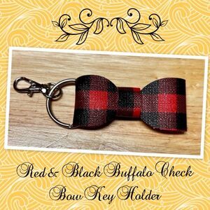 Red & Black Buffalo Check Bow Key Holder